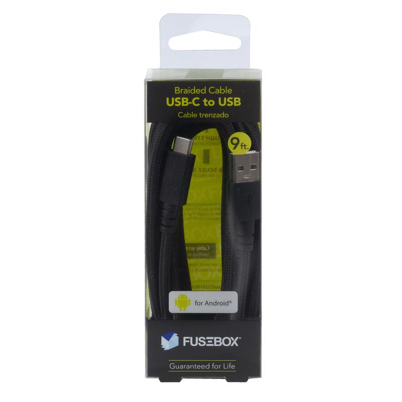 FUSEBOX - Fusebox USB to Type C Cable 9 ft. Black/White