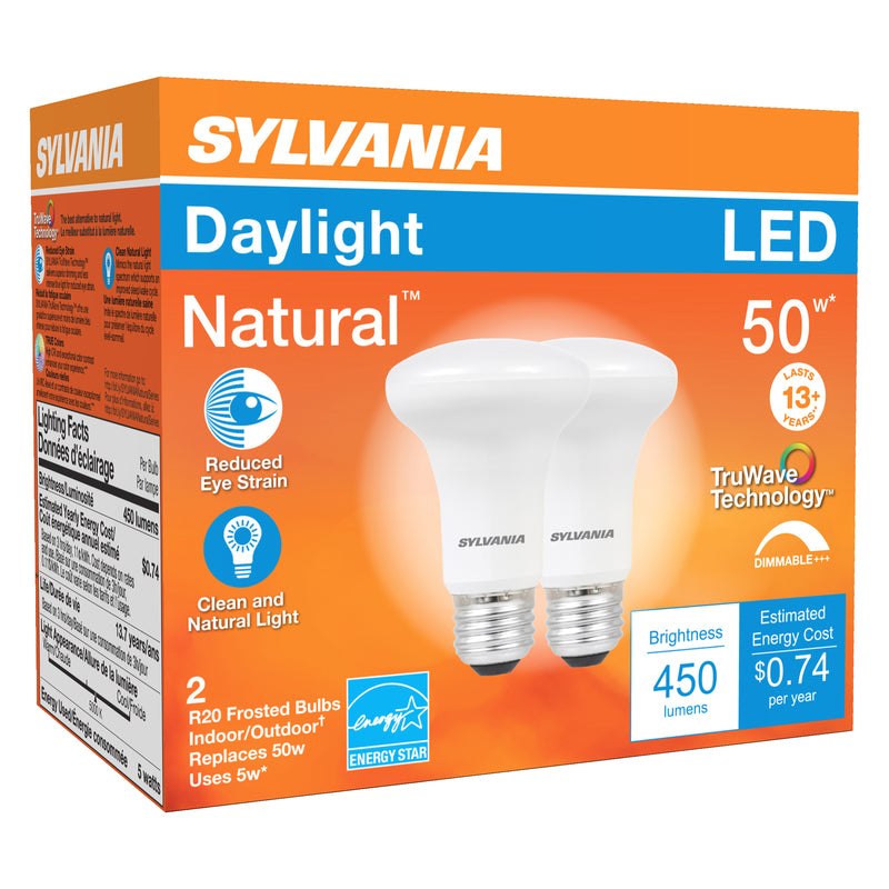 SYLVANIA - Sylvania Natural R20 E26 (Medium) LED Bulb Daylight 50 Watt Equivalence 2 pk