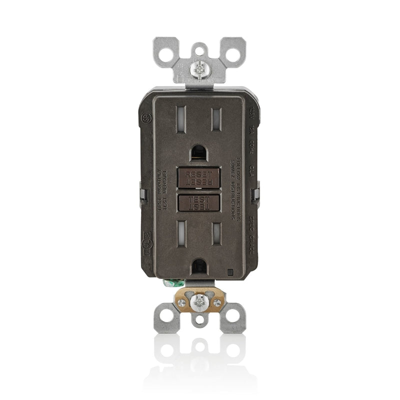 LEVITON - Leviton SmartlockPro 15 amps 125 V Duplex Brown GFCI Outlet 5-15R 1 pk [GFTR1-00K]