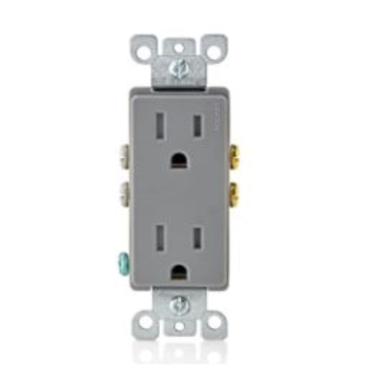 LEVITON MFG CO INC - Leviton Decora 15 amps 125 V Duplex Gray Outlet 5-15R 1 pk