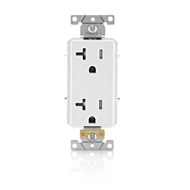 LEVITON - Leviton Decora Plus 20 amps 125 V Duplex White Outlet 5-20R 1 pk [TDR20-00W]