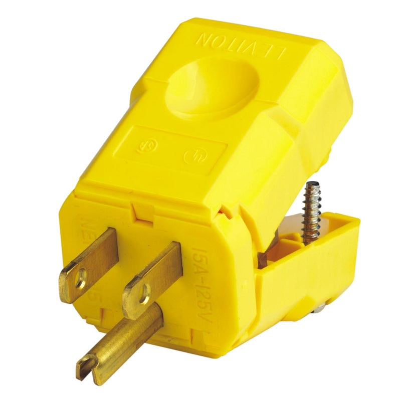 LEVITON - Leviton Python Industrial Nylon Ground/Straight Blade Plug 5-15P 18-10 AWG 2 Pole 3 Wire - Case of 5