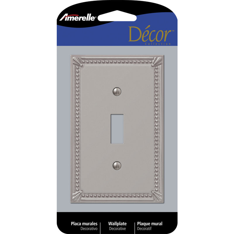 AMERELLE - Amerelle Imperial Bead Brushed Nickel 1 gang Metal Toggle Wall Plate 1 pk