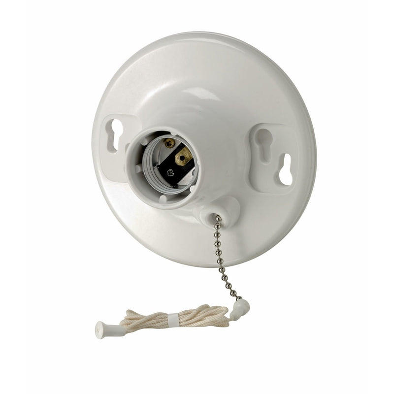 LEVITON - Leviton Plastic Incandescent Medium Base Pull Chain w/Captive Clamps 1 pk