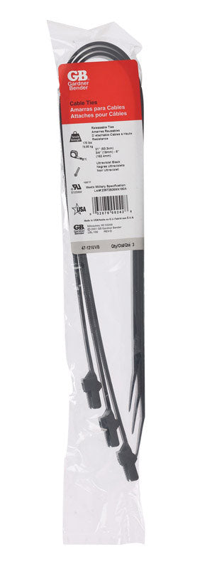 GARDNER BENDER - Gardner Bender 21 in. L Black Cable Tie 3 pk