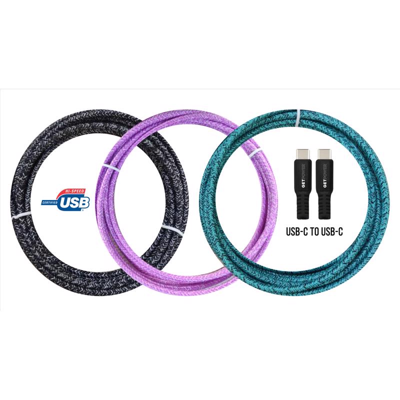 GETPOWER - GetPower Assorted Braided USB-C Cable For Universal 10 ft. L