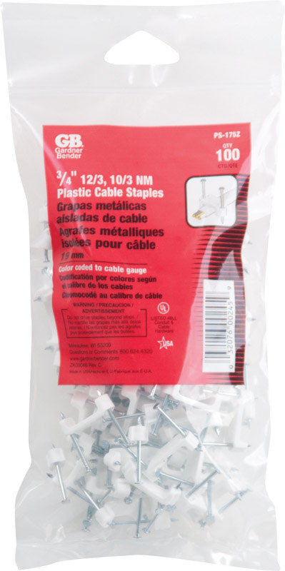 GARDNER BENDER - Gardner Bender 3/4 in. W Plastic Insulated Cable Staple 100 pk