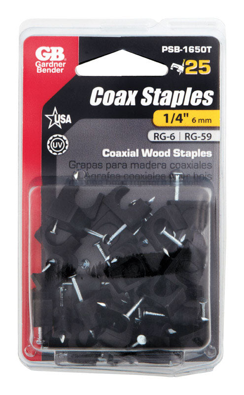 GARDNER BENDER - Gardner Bender 1/4 in. W Plastic Insulated Coaxial Staple 25 pk [PSB-1650T]