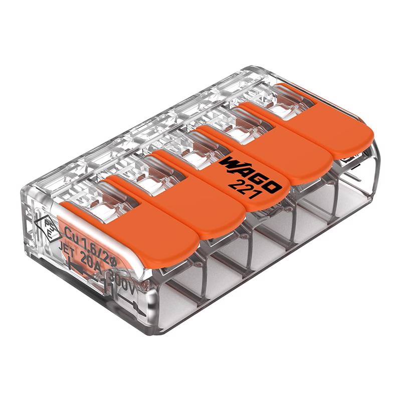 WAGO - WAGO 221 Series 5 Port Lever Cable Connector 25 pk