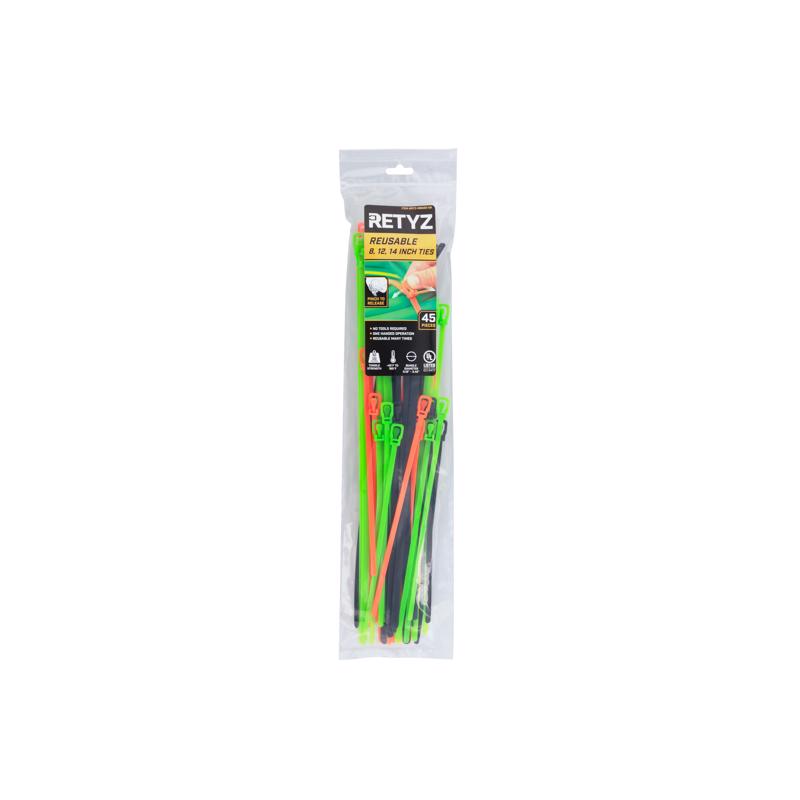 RETYZ - RETYZ EveryTie Assorted Cable Tie 45 pk