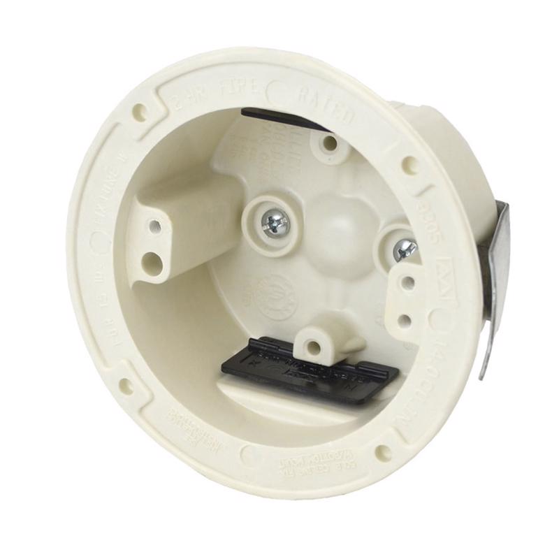ALLIED MOULDED - Allied Moulded Old Work 14 cu in Round Fiberglass Ceiling Box Off White