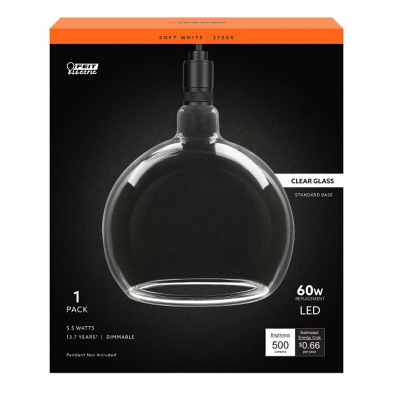 FEIT ELECTRIC - Feit G63 E26 (Medium) Filament LED Bulb Soft White 60 Watt Equivalence 1 pk