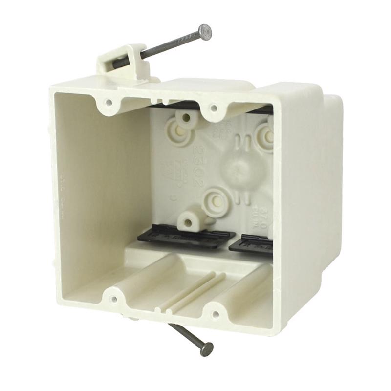 ALLIED MOULDED - Allied Moulded New Work 37 cu in Square PVC 2 gang Electrical Box Off White