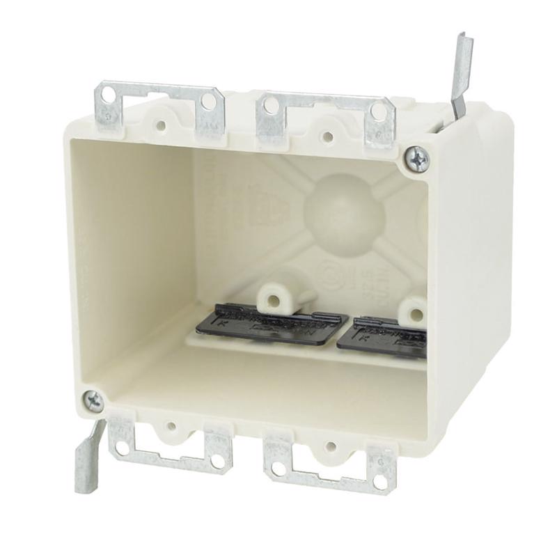 ALLIED MOULDED - Allied Moulded Old Work 32.5 cu in Square Fiberglass 2 gang Electrical Box Off White