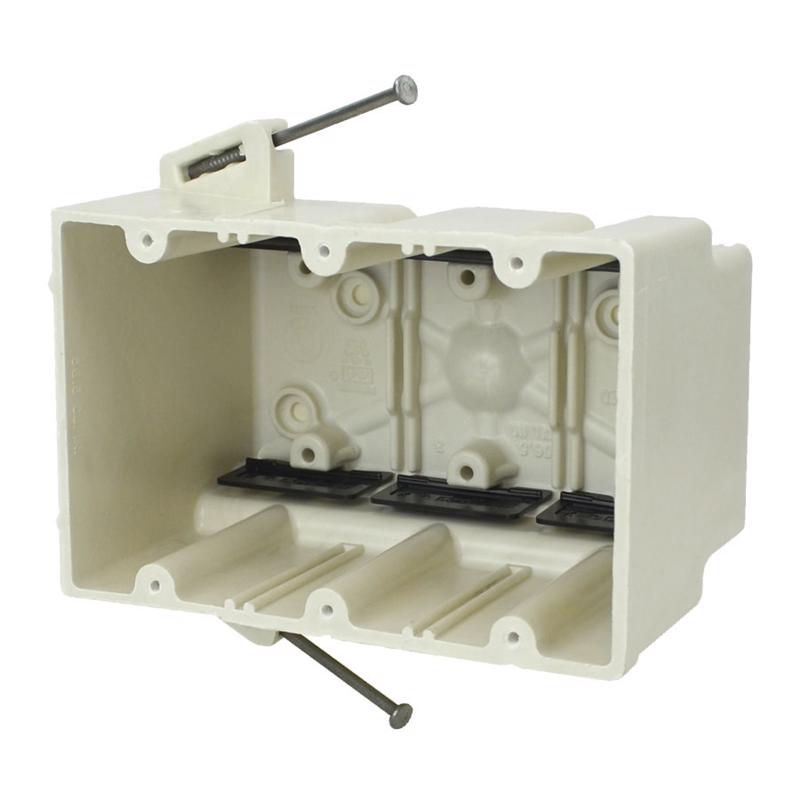 ALLIED MOULDED - Allied Moulded New Work 56.5 cu in Rectangle Fiberglass 3 gang Electrical Box Off White