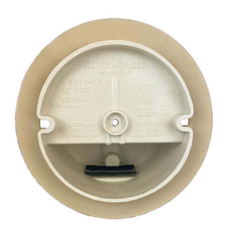 ALLIED MOULDED - Allied Moulded New Work 12 cu in Round PVC 1 gang Ceiling Box Off White