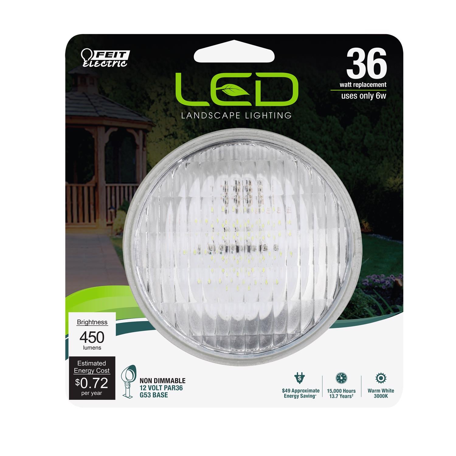 Feit PAR36 G23 LED Floodlight Bulb Warm White 36 Watt Equivalence 1 pk
