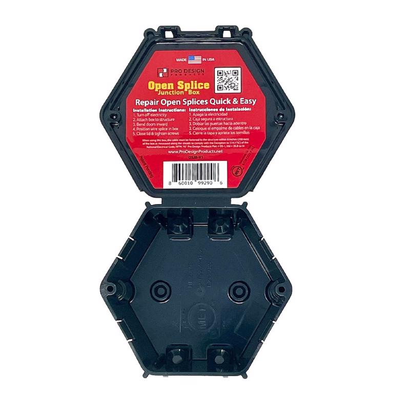 PRO DESIGN - Pro Design Open Splice Old Work 25.8 cu in Octagon Plastic 4 gang Junction Box Black