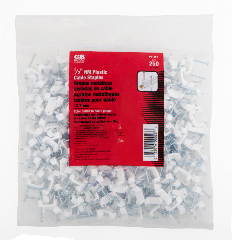 GB - Gardner Bender 1/2 in. W Plastic Insulated Cable Staple 250 pk