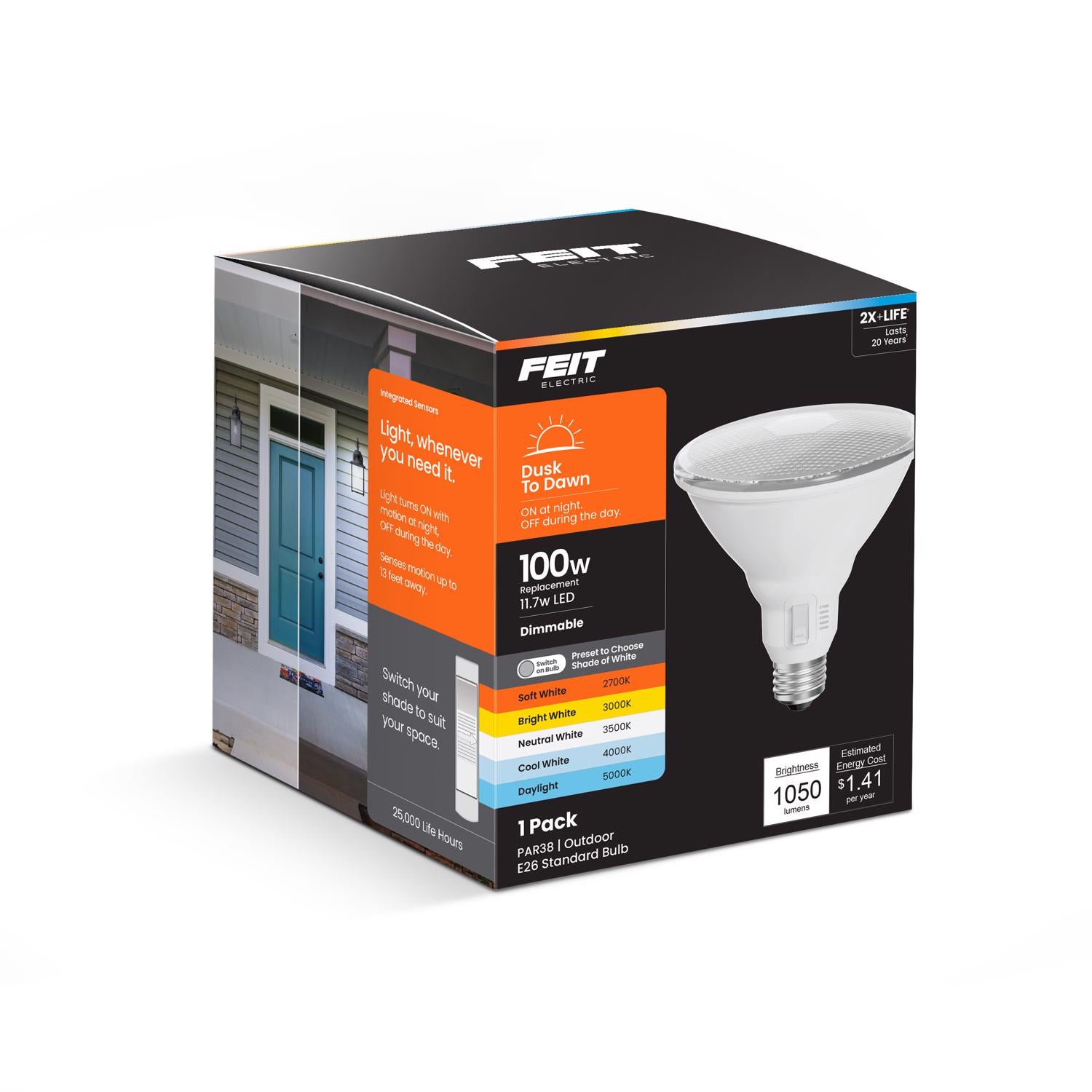 Feit PAR38 E26 (Medium) LED Bulb Color Changing 100 Watt Equivalence 1 pk