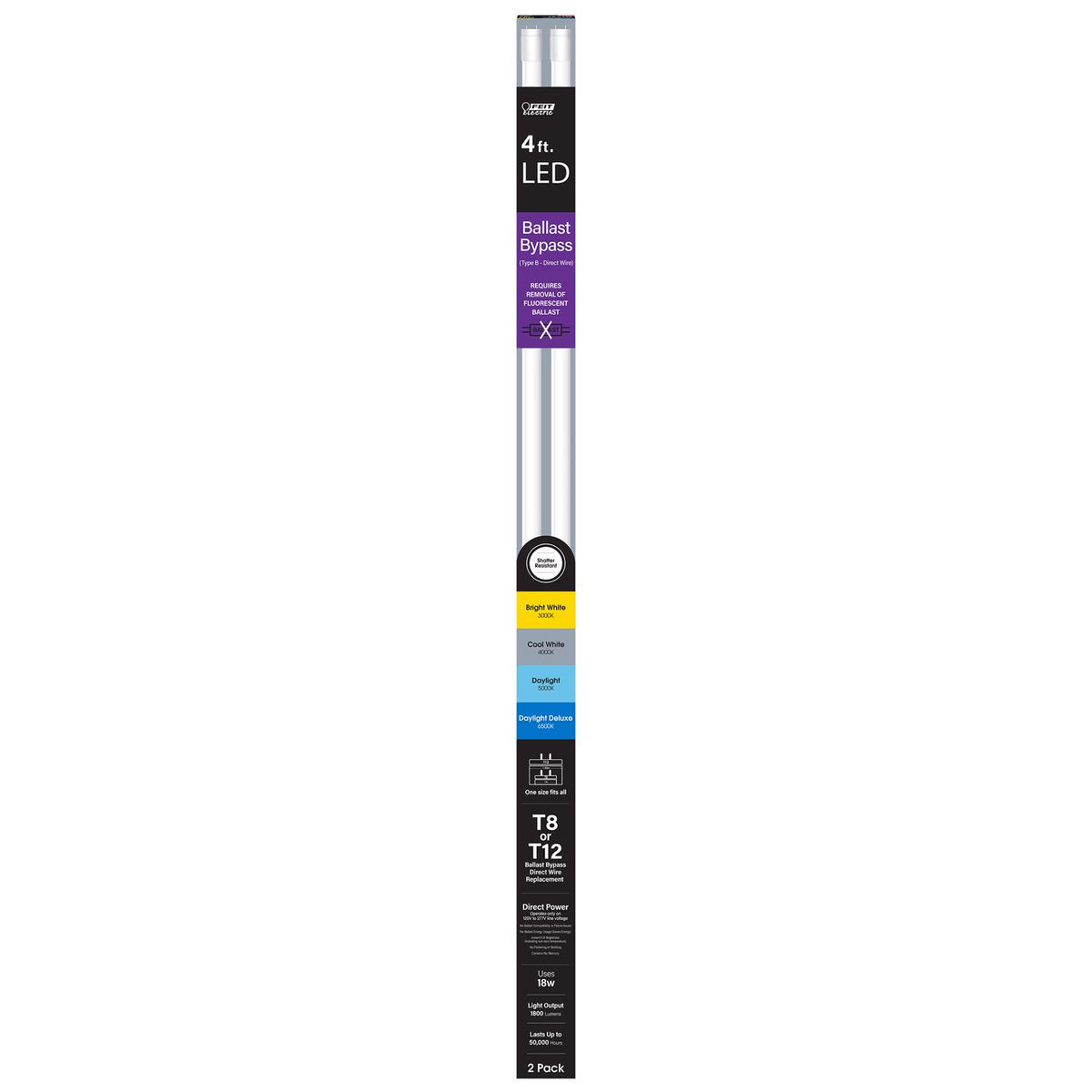 Feit Tubular White 48 in. G13 T8 LED Linear 32 Watt Equivalence 2 pk - Case of 10
