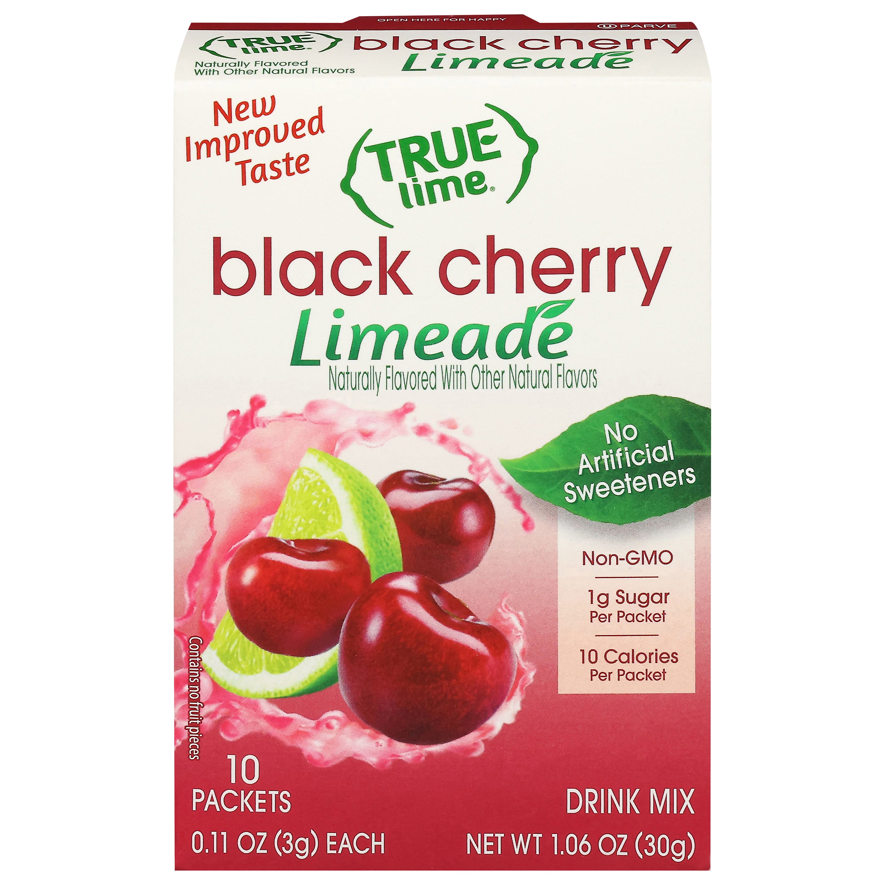 True Lime Black Cherry Limeade Drink Mix 10 - 0.11 oz Packets - Case of 12