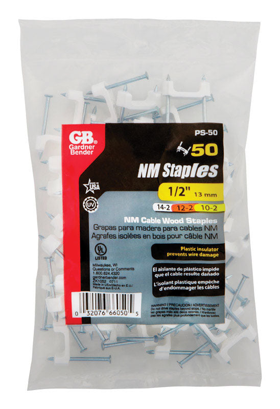 GARDNER BENDER - Gardner Bender 1/2 in. W Plastic Insulated Cable Staple 50 pk - Case of 10