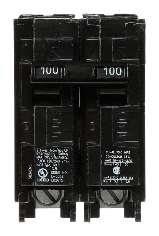 SIEMENS - Siemens 100 amps Standard 2-Pole Circuit Breaker