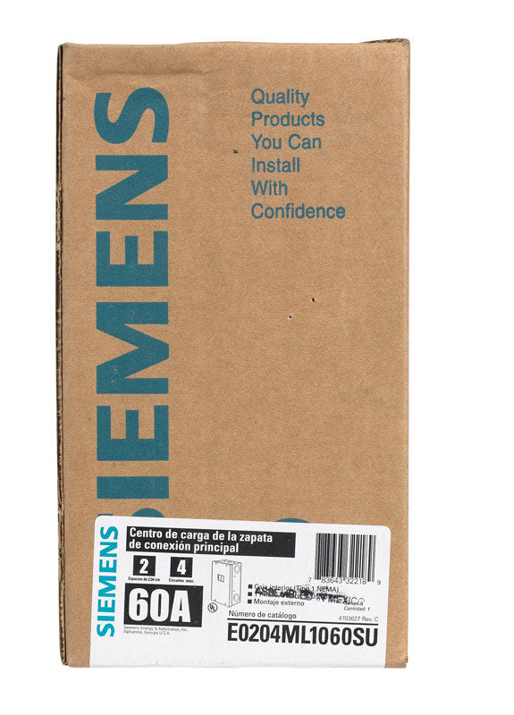 SIEMENS - Siemens EQ 60 amps 120/240 V 2 space 4 circuits Flush Mount Main Lug Load Center