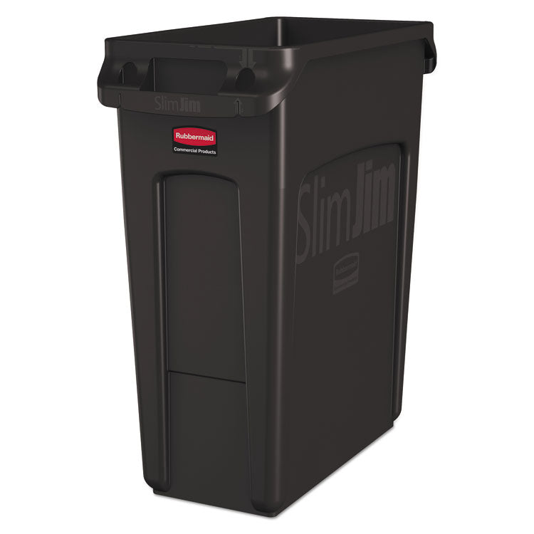 Rubbermaid Commercial - Slim Jim with Venting Channels, 16 gal, Plastic, Black