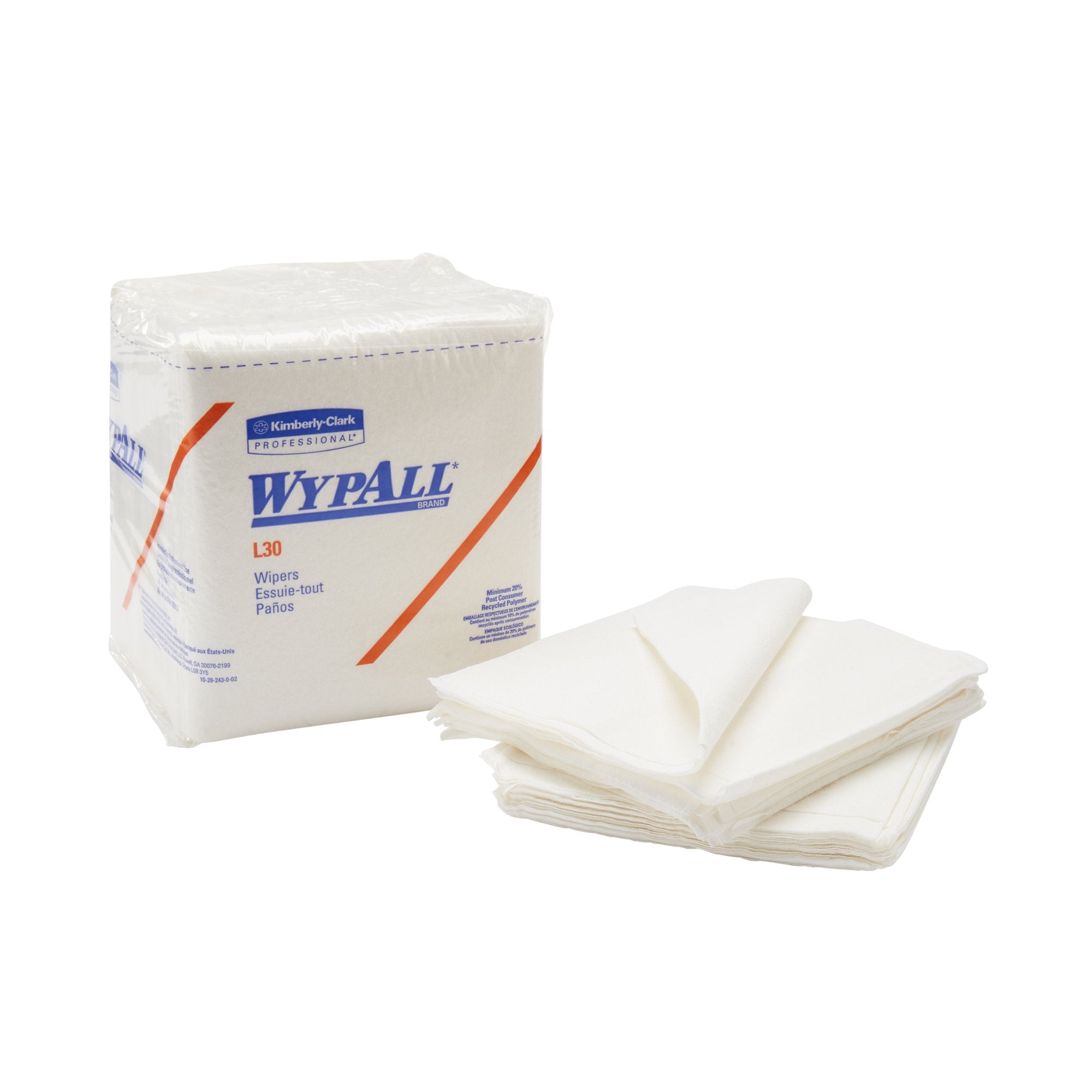 Kimberly Clark - Task Wipe WypAll® L30 Light Duty 90 Count Poly Pack 12 X 12-1/2 Inch NonSterile Disposable [90/PK]