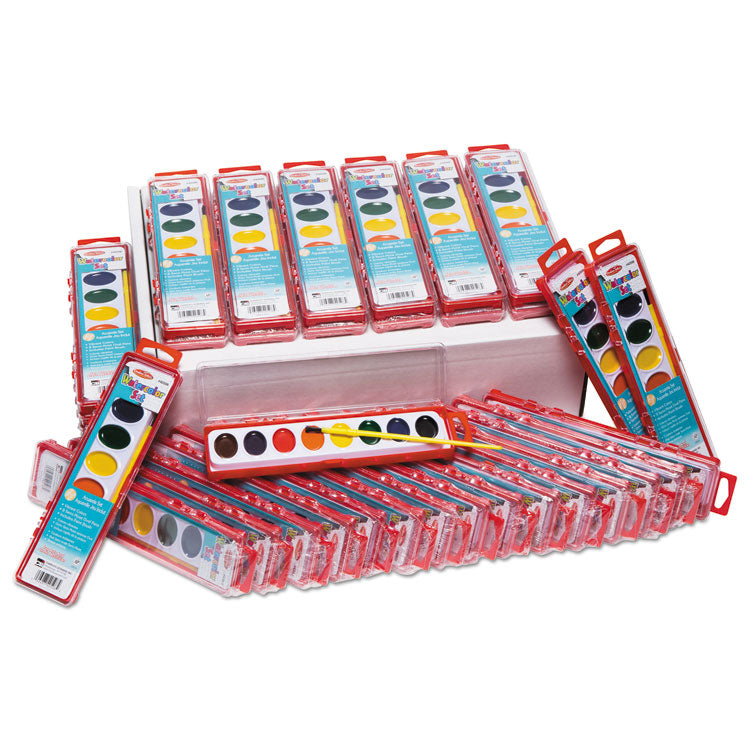 Creative Arts - Charles Leonard Watercolor Paint Pan Kit Class Pack, 8 Assorted Colors, 1 oz Palette Tray, 36 Kits/Box