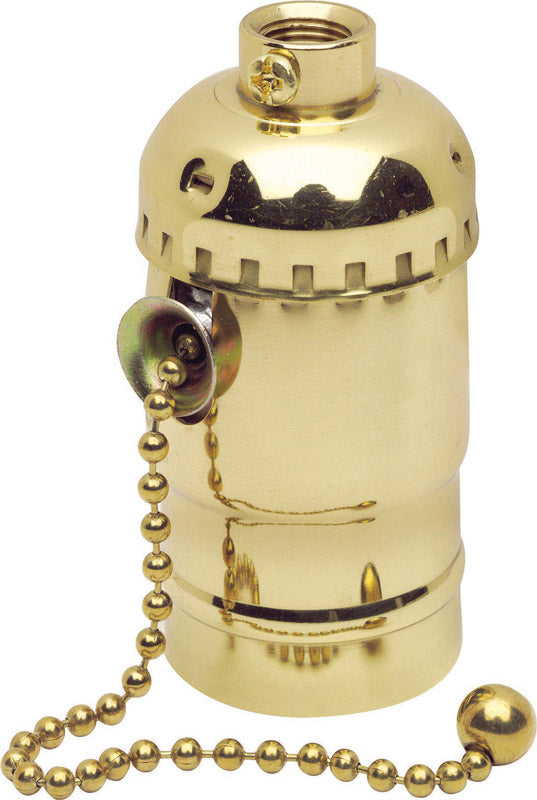 LEVITON - Leviton Aluminum Incandescent Medium Base Pull Chain Socket 1 pk [19980-0PG]