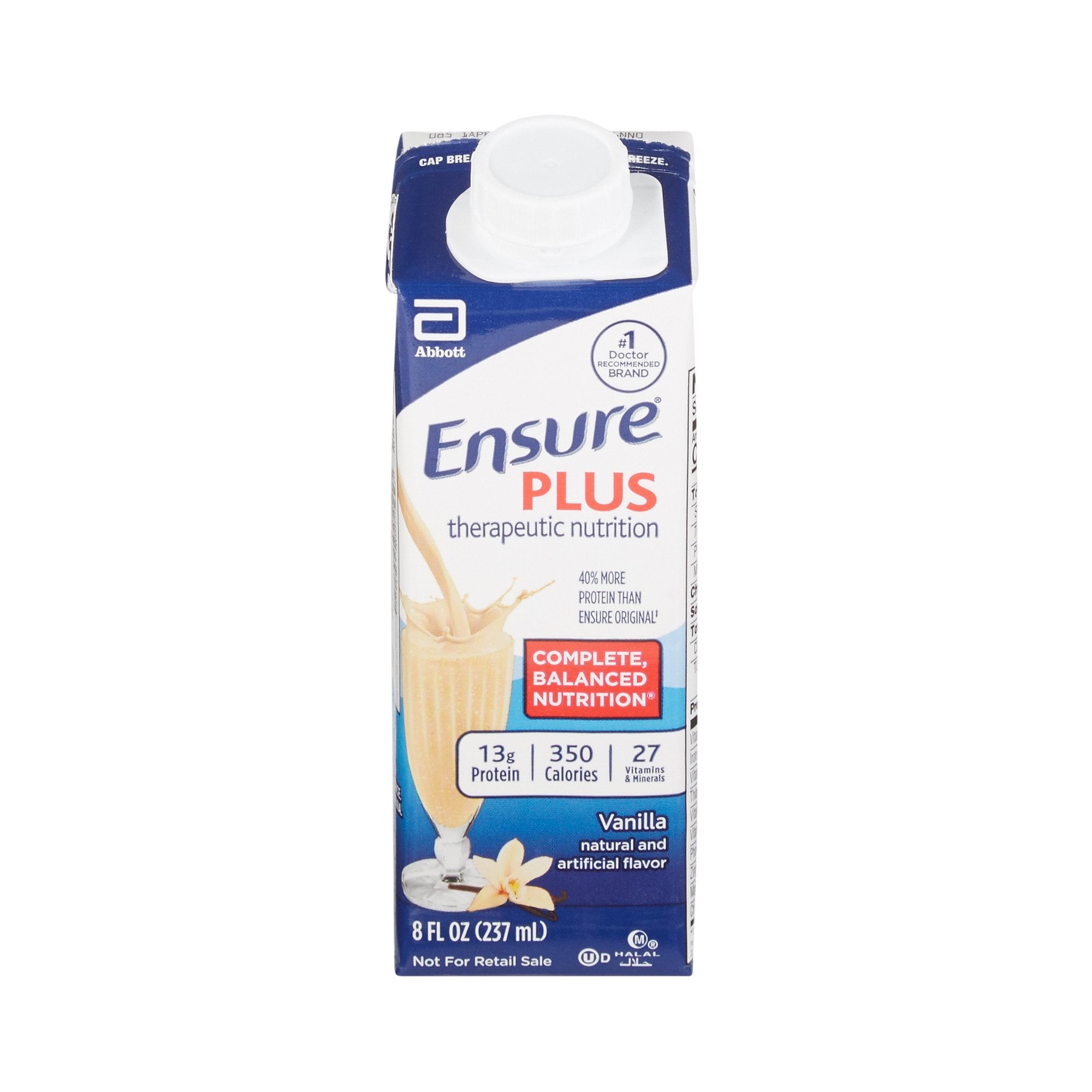 Abbott Nutrition - Oral Supplement Ensure® Plus Therapeutic Nutrition Vanilla Flavor Liquid 8 oz. Reclosable Carton [1/EA]