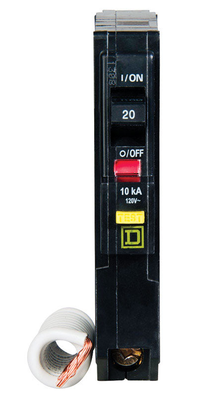 SQUARE D - Square D QO 20 amps Plug In Single Pole Circuit Breaker [QO120GFICP]