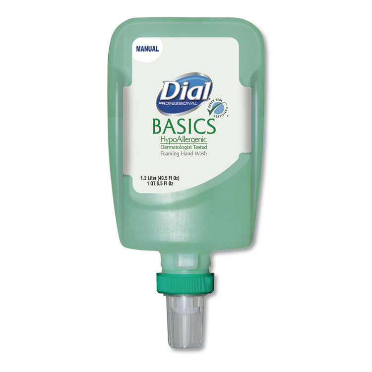 Dial Professional - Basics Hypoallergenic Foaming Hand Wash Refill for FIT Manual Dispenser, Honeysuckle, 1.2 L, 3/Carton