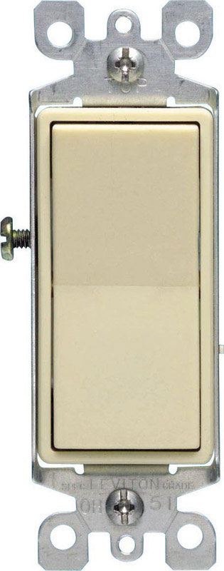 DECORA - Leviton Decora 15 amps Three Pole Rocker AC Quiet Switch Ivory 1 pk