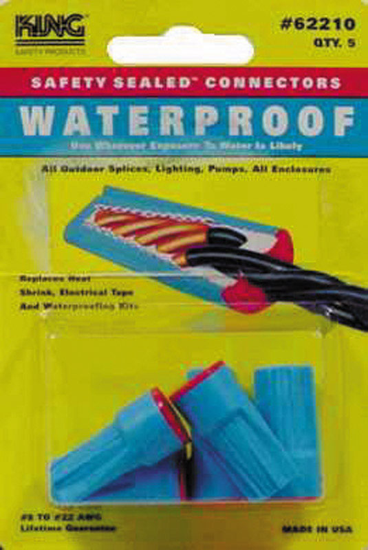 KING INNOVATION - King Innovation Dryconn Copper Wire Waterproof Wire Connector Aqua/Red 5 pk