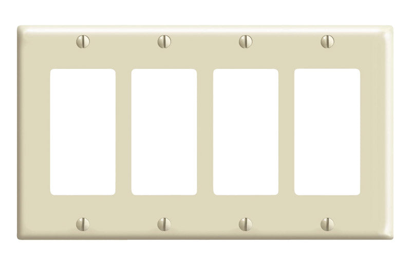 LEVITON - Leviton Decora Ivory 4 gang Thermoset Plastic Decorator Wall Plate 1 pk
