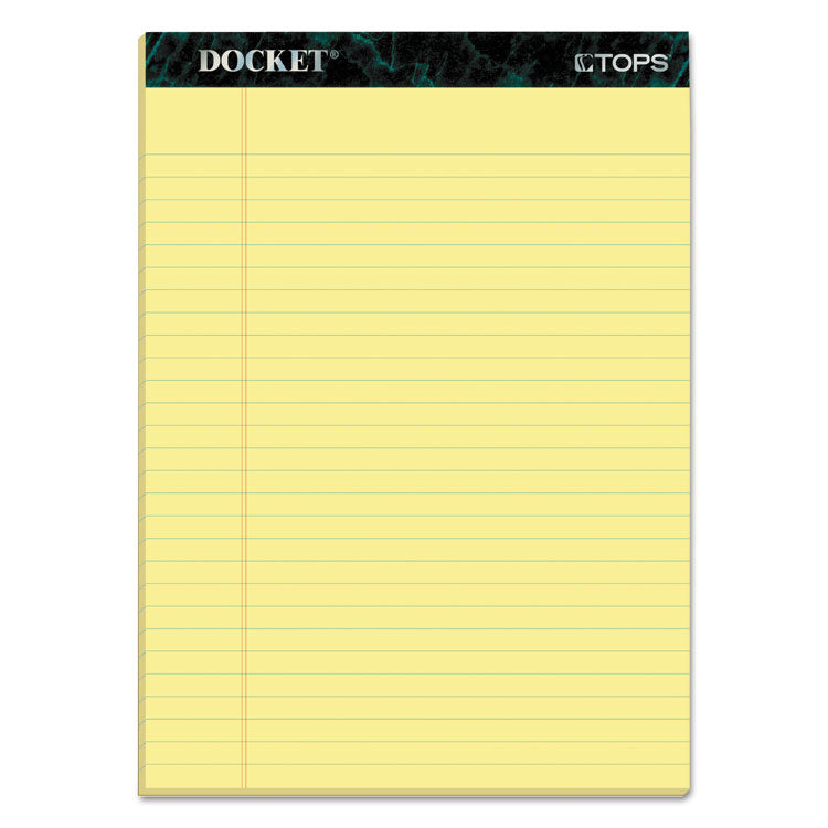 TOPS - Docket Ruled Perforated Pads, Wide/Legal Rule, 50 Canary-Yellow 8.5 x 11.75 Sheets, 12/Pack