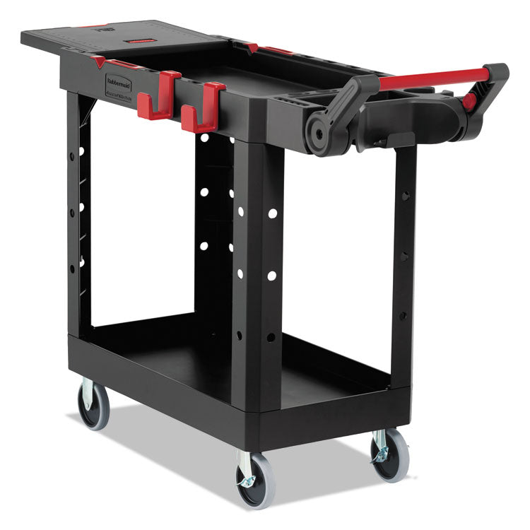 Rubbermaid Commercial - Heavy Duty Adaptable Utility Cart, Plastic, 2 Shelves, 500 lb Capacity, 17.8" x 46.2" x 36", Black