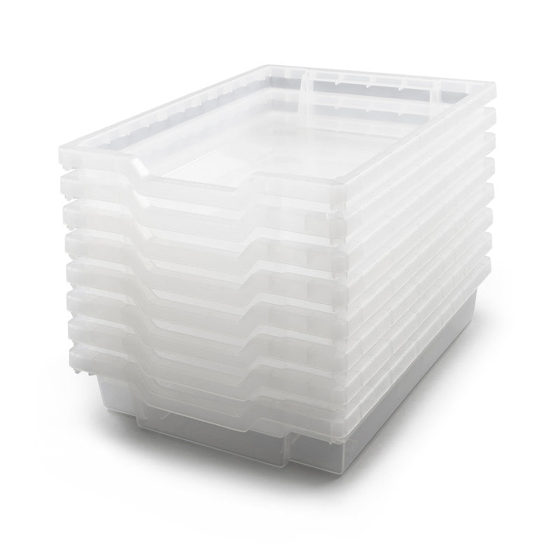 GRATNELLS - Shallow F1 Tray, Translucent, 12.3" x 16.8" x 3", Heavy Duty School, Industrial & Utility Bins, Pack 8