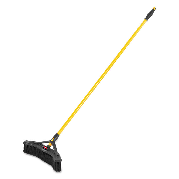 Rubbermaid Commercial - Maximizer Push-to-Center Broom, Poly Bristles, 18 x 58.13, Steel Handle, Yellow/Black