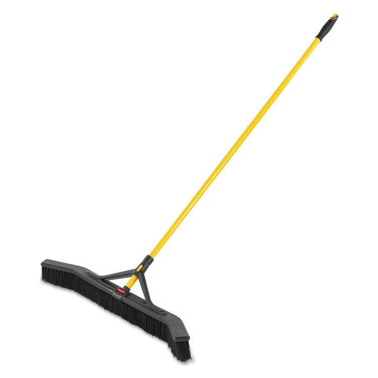 Rubbermaid Commercial - Maximizer Push-to-Center Broom, Poly Bristles, 36 x 58.13, Steel Handle, Yellow/Black