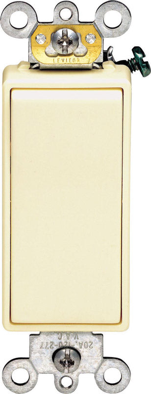 LEVITON MFG. CO - Leviton Decora 20 amps Single Pole Rocker AC Quiet Switch Ivory 1 pk