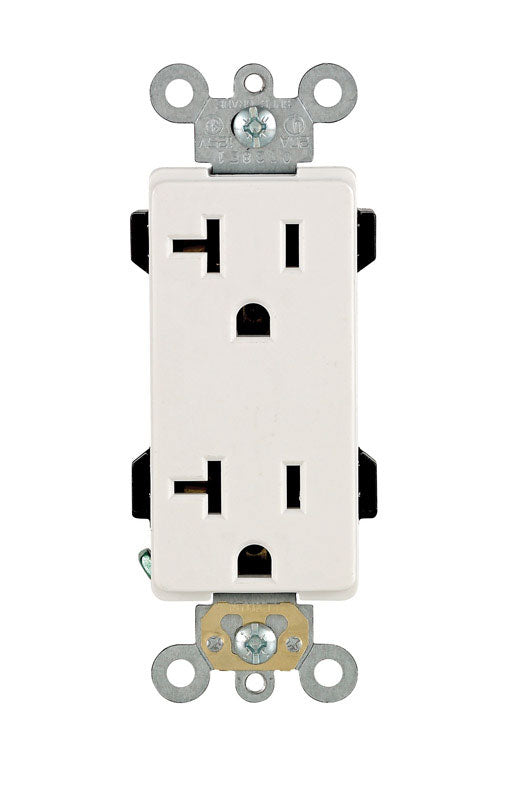 LEVITON - Leviton Decora Plus 20 amps 125 V Duplex White Outlet 5-20R 1 pk [16352-0WS]