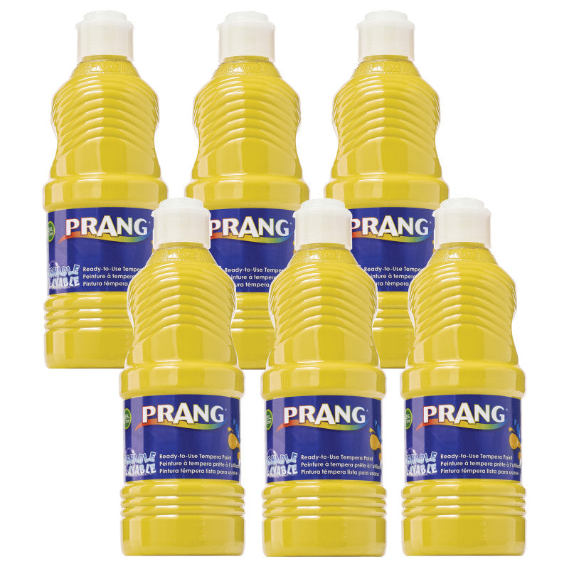 PRANG - Washable Tempera Paint, Yellow, 16 oz, Pack of 6