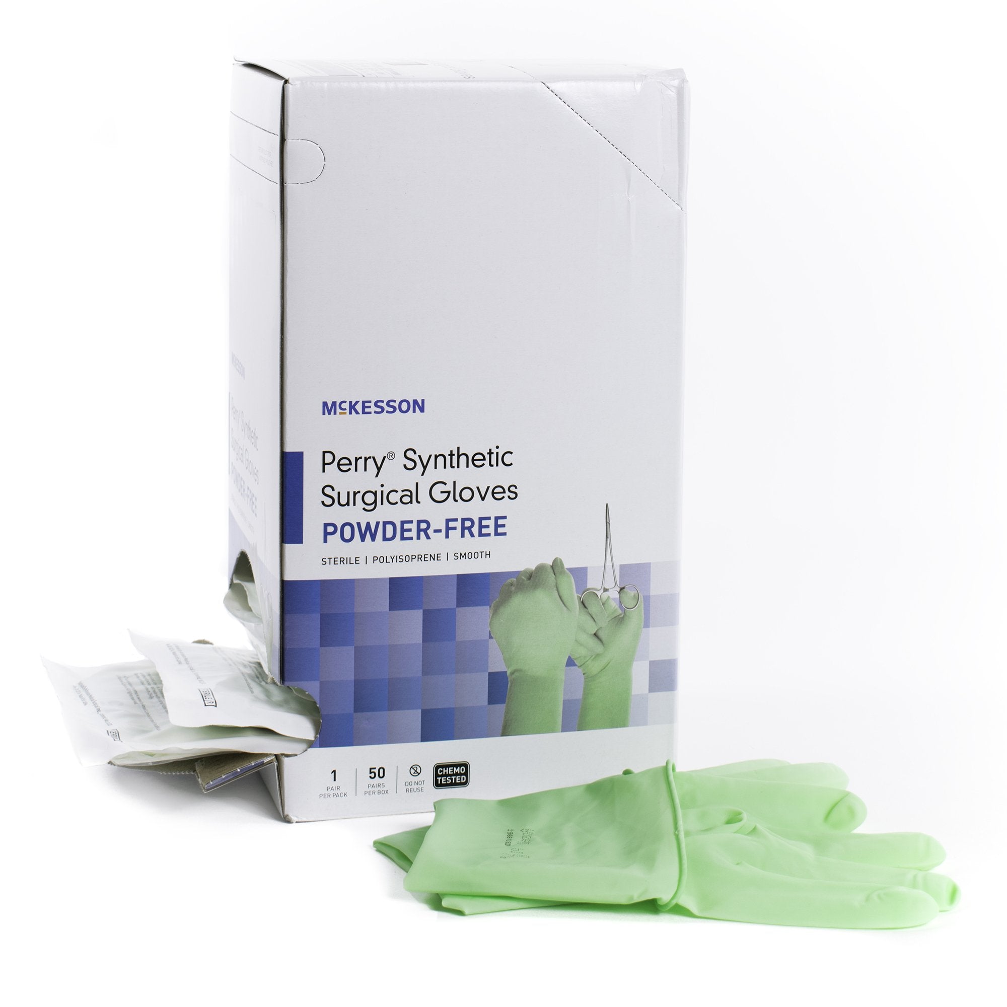 McKesson Brand - Surgical Glove McKesson Perry® Performance Plus Size 7 Sterile Polyisoprene Standard Cuff Length Smooth Green Chemo Tested [50/BX]
