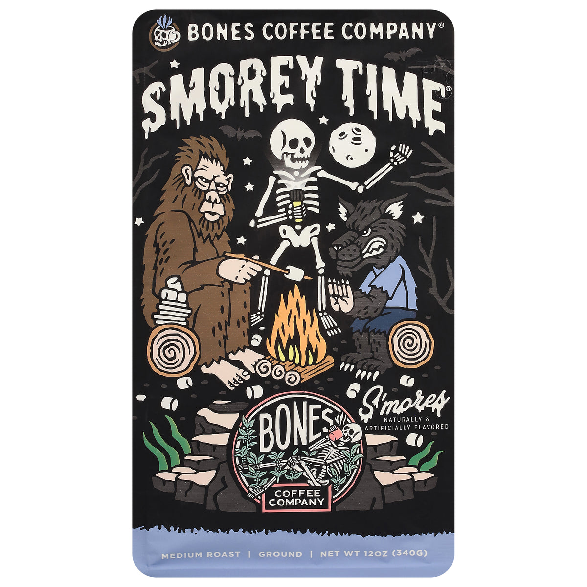 Bones Coffee Company Medium Roast Ground Smorey Time Coffee 12 oz - Case of 12