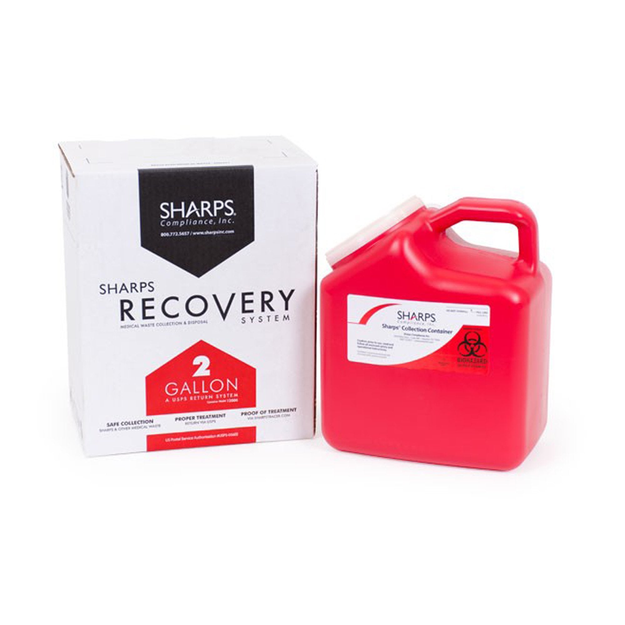 Sharps Compliance - Mailback Sharps Container The Sharps Disposal By Mail System® PRO-TEC® Red Base 11 H X 6 W X 9 L Inch Vertical Entry 2 Gallon [1/EA]